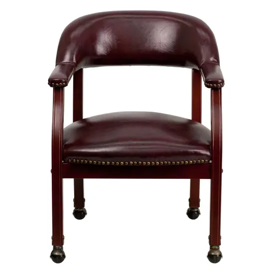 Emma and Oliver Conference Chair with Accent Nail Trimand Casters Oxblood Vinyl {3}