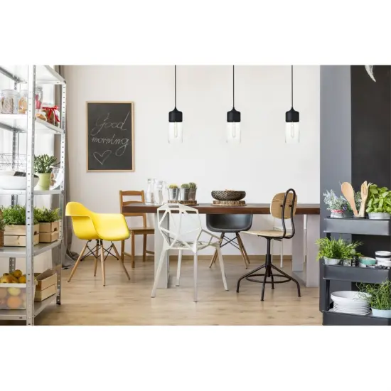 Ashwell 1 Light Black Pendant With Clear Glass {2}