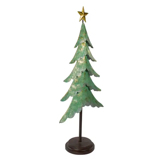 Northlight Rustic Layered Christmas Tree with Star Decoration - 31" - Green and Gold Finish {4}