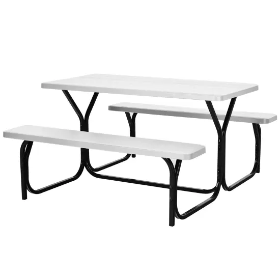 Costway Picnic Table Bench Set Outdoor Backyard Patio Garden Party Dining All Weather Black/White/Grey/Brown/Green {2}