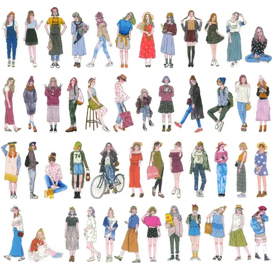 Wrapables Fashion Women People Vinyl Stickers for Scrapbooking, Journaling, Water Bottles 170pcs, Cosmo {8}