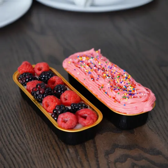 Spec101 Mini Loaf Pans with Lids and Spoons - Black 50pk Aluminum Baking Pans {5}