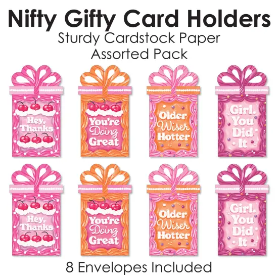 Big Dot of Happiness Assorted Hot Girl Bday - Vintage Cake Birthday Party Money and Gift Card Sleeves - Nifty Gifty Card Holders - Set of 8 {5}