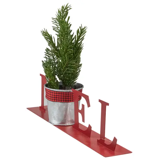 Northlight Potted Faux Pine in Metal "NOEL" Planter Christmas Decoration - 13" - Red {5}