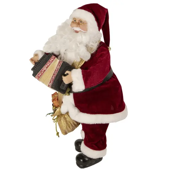 Northlight Animated and Musical Accordion Playing Santa Claus Christmas Figure - 18" Red {5}