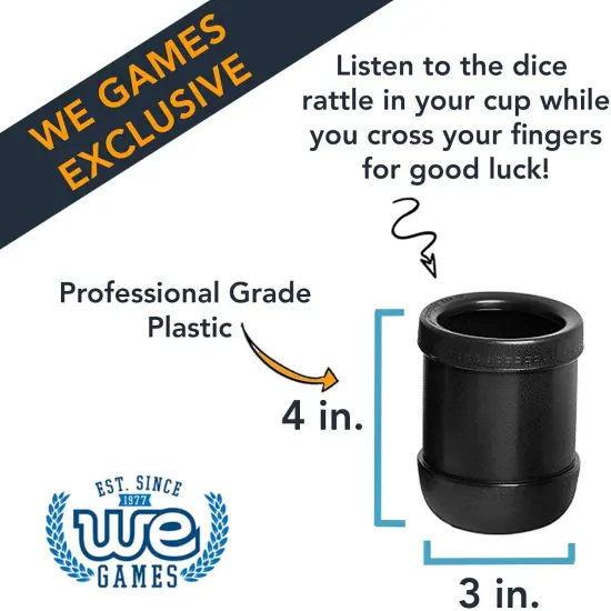 WE Games Black Plastic Dice Cup with 5 Dice {3}