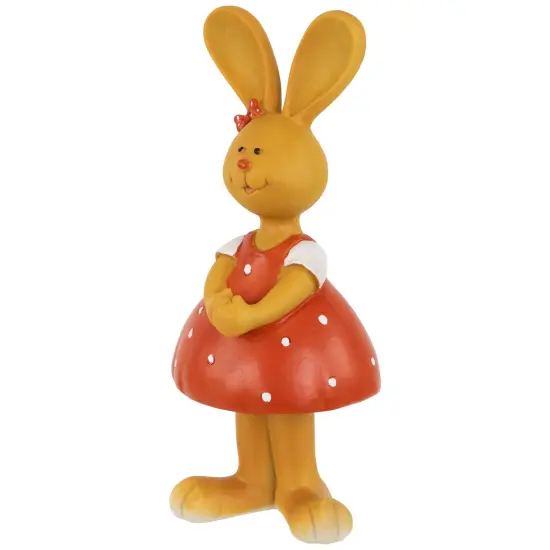 Northlight Bunny Girl in Polka Dot Dress Easter Outdoor Garden Statue - 8" Red {4}