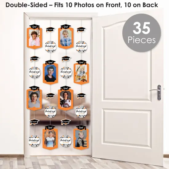 Big Dot of Happiness Orange Graduation Party Vertical Photo Garland 35 Pieces {3}