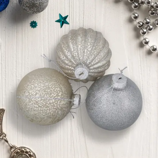 Northlight 2-Finish Glass Ball Christmas Ornaments - 3" (80mm) - Gold and Silver - 9ct {3}