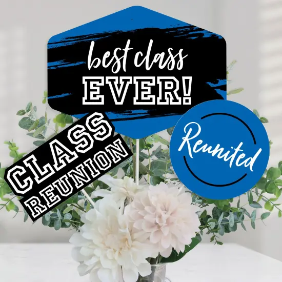 Big Dot of Happiness Reunited Blue - Royal Blue School Class Reunion Party Centerpiece Sticks - Table Toppers - Set of 15 {1}