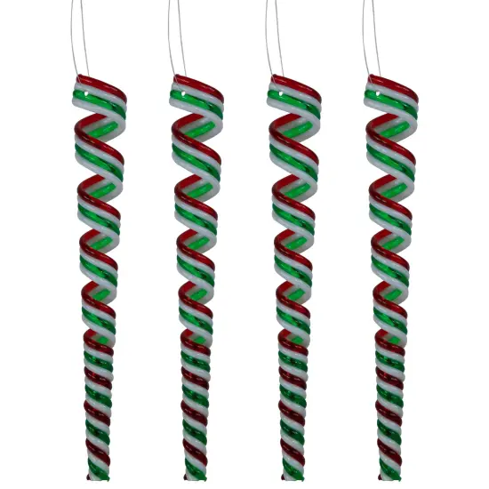 Northlight Pack of 4 Red, White and Green Candy Curls Christmas Ornaments 7" {1}