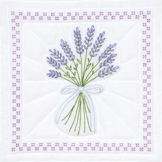 Jack Dempsey Stamped White Quilt Blocks 18"X18" 6/Pkg-Lavender {3}