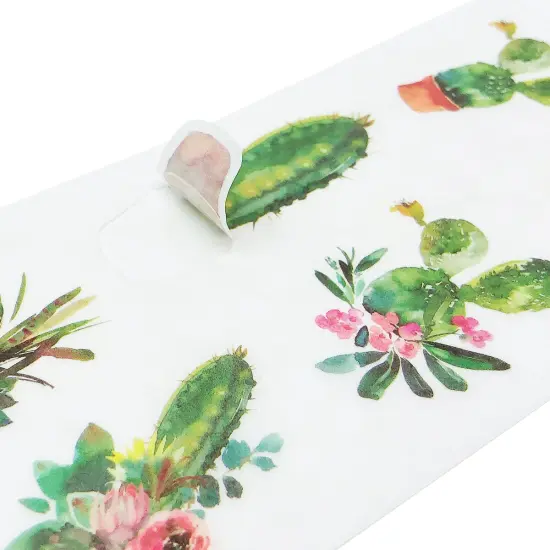 Wrapables Washi Stickers Sets for Scrapbooking, DIY Crafts for Stationery, Diary, Card Making 18, Cactus & Flowers {4}