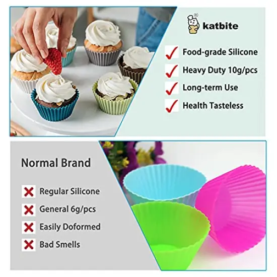 Silicone Cupcake Baking Cups Katbite 24 Pack Silicone Baking Cups Reusable Non-stick Heavy Duty Silicone Cupcake Liners for Baking Soft Pale Muffins Cups for Party Halloween Christmas {4}