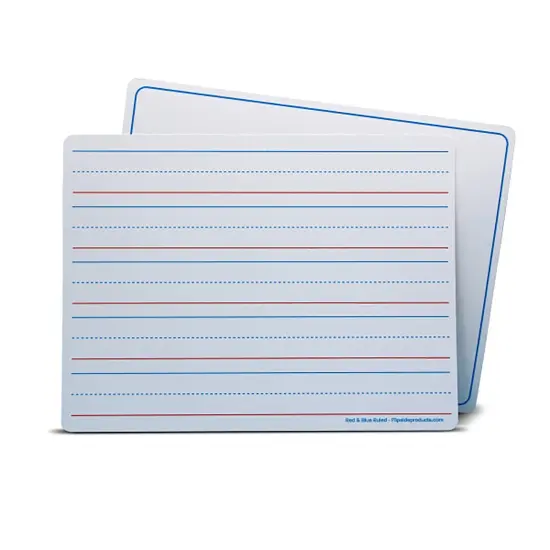 Dry Erase Learning Mat, Two-Sided Red & Blue Ruled/Plain, 9" x 12", Pack of 48 {1}