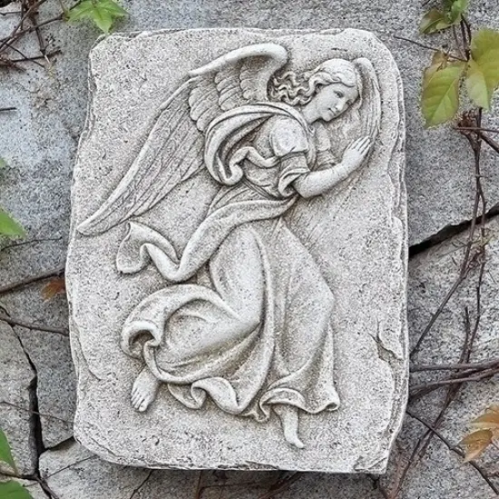 Roman 15" Gray Right Facing Angel Outdoor Garden Wall Plaque {1}