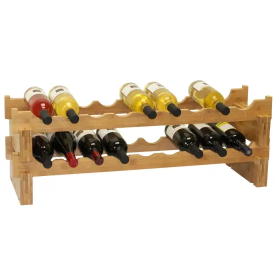 Oceanstar 18-Bottle Stackable Bamboo Wine Rack Brown {3}