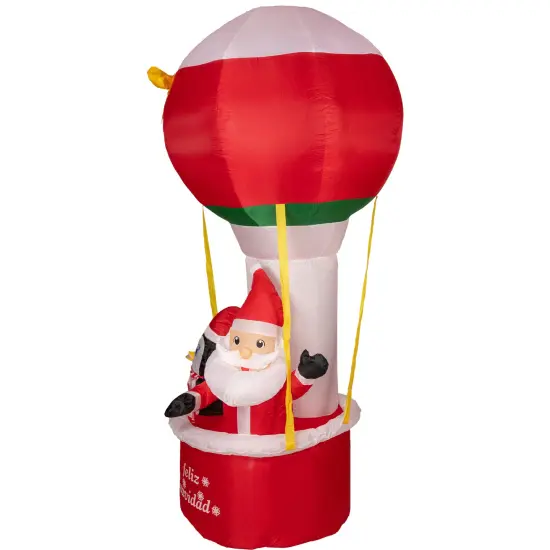 Northlight Lighted Inflatable Feliz Navidad Hot Air Balloon Outdoor Christmas Decoration - 7' Red {4}