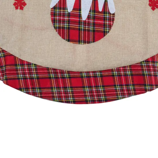 Northlight 36" Burlap Plaid Tree Skirt with Christmas Puddings Beige {5}