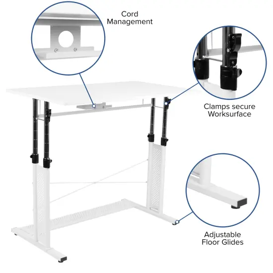 Emma and Oliver Height Adjustable (27.25-35.75"H) Sit to Stand Home Office Desk Black {7}