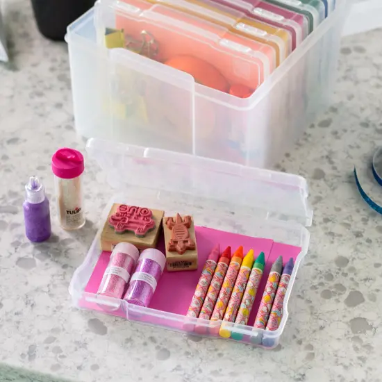 IRIS USA 5" x 7" Photo Storage and Embellishment Craft Keeper with 6 Cases, Clear {2}