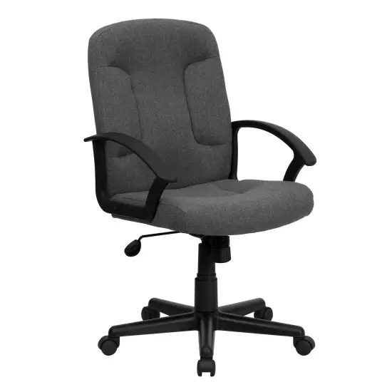 Emma and Oliver Mid-Back Fabric Executive Swivel Office Chair with Nylon Arms Black {6}