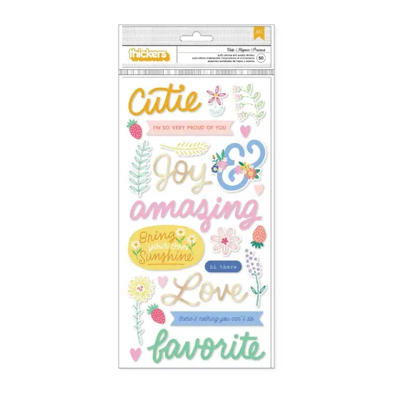 American Crafts Hello Little Girl Thickers Stickers 50/Pkg-Phrase, Gold Foil {1}