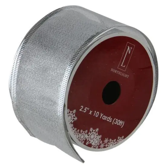 Northlight Textured Silver Christmas Wired Craft Ribbon 2.5" x 10 Yards {1}