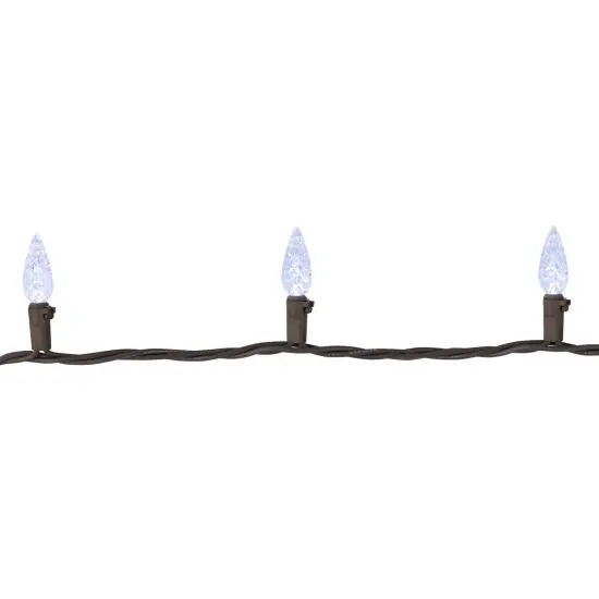 Northlight LED Faceted C6 Christmas Lights - Pure White - 23' Brown Wire - 70ct {6}