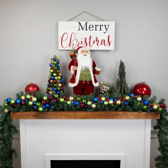 Northlight 2-Finish Shatterproof Christmas Ball Garland - 6' x 3.5" - Multi-Color - Unlit {3}