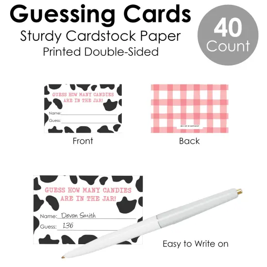 Big Dot of Happiness Girl Farm Animals - How Many Candies Game - 1 Stand and 40 Cards - Candy Guessing Game {7}