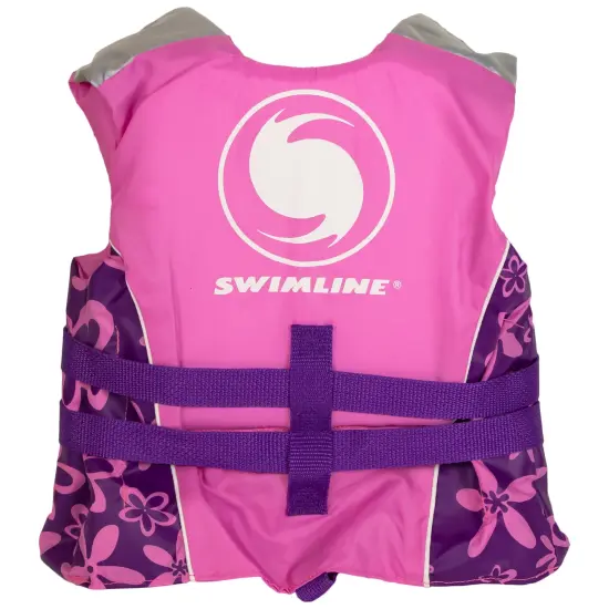 Swim Central Pink and Purple Floral Child Life Jacket Vest with Handle - Up to 50lbs {4}