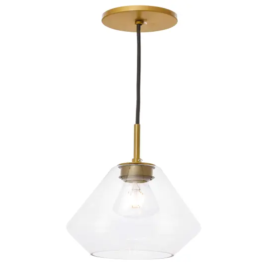 Gene 1 light Brass and Clear glass pendant {6}