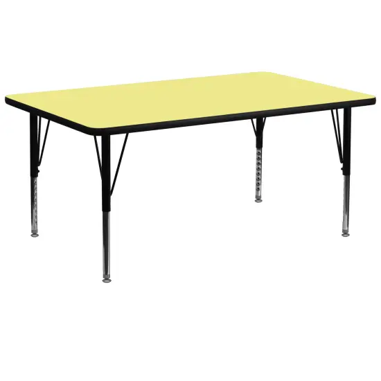Emma and Oliver 30x72 Rectangle Laminate Adjustable Preschool Activity Table Yellow {1}