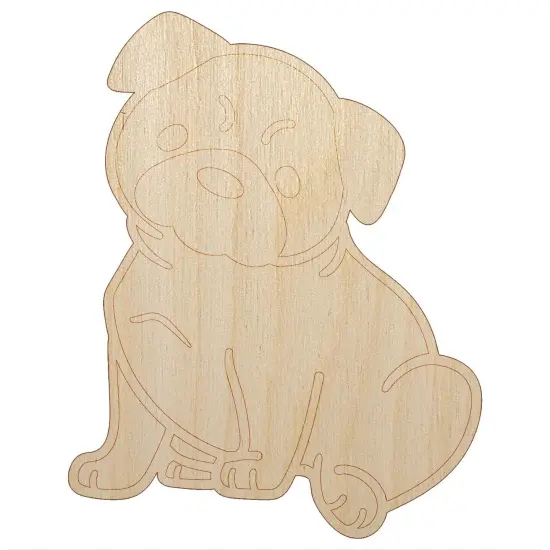 Pug Sitting Dog Unfinished Wood Shape Piece Cutout for DIY Craft Projects {2}