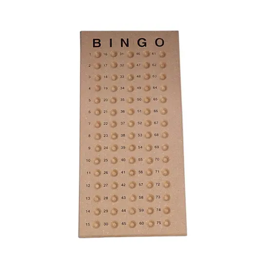 S&S Worldwide Wooden Bingo Masterboard. 15-1/2" x 7-1/4" Board has 75 Pockets to Hold up to 7/8" Diameter Bingo Balls. {1}