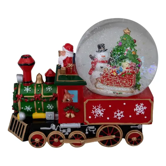 Northlight 8.5" Green and Red Christmas Train Snow Globe {1}