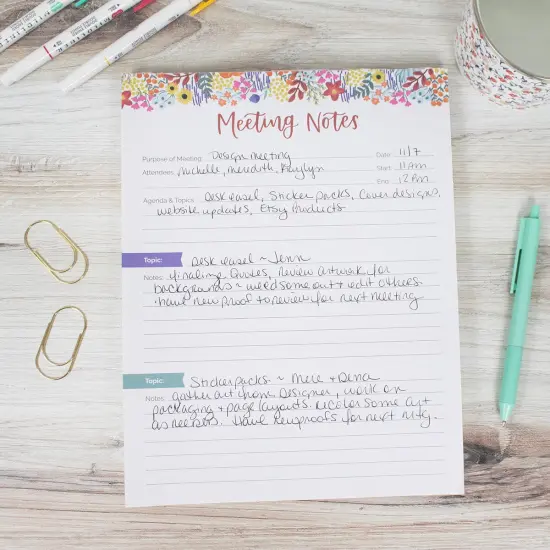 bloom daily planners Planning Pad, 8.5" x 11", Double Sided Meeting Notes, Floral Dots {6}