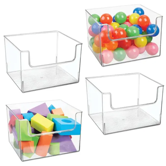 mDesign Open Front Plastic Storage Bin for Cube Furniture, 12" W, 4 Pack - Clear {1}
