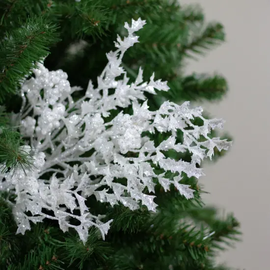 Northlight 26" White Glittered Holly Leaves and Berries Artificial Christmas Spray {4}