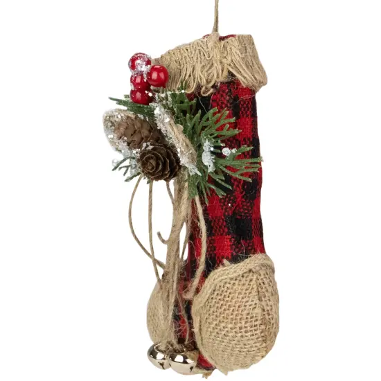 Northlight 5.75" Red Plaid and Burlap Christmas Stocking Ornament {5}