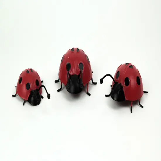 Set of 3 Metal Ladybug Art Sculptures Garden Decor Indoor Outdoor Decorations {4}