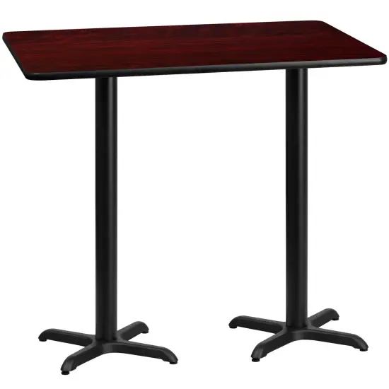 Emma and Oliver 30"x60" Rectangular Laminate Bar Table with 22"x22" Bases Walnut {4}