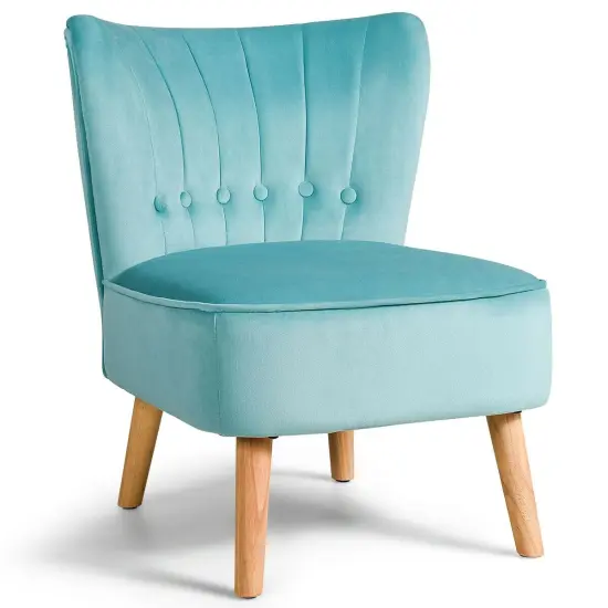 Armless Accent Chair Tufted Velvet Leisure Chair Green {1}