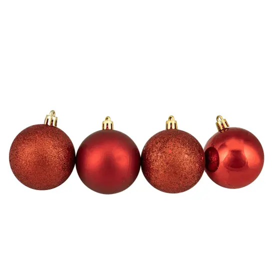 Northlight Shatterproof 4-Finish Christmas Ball Ornaments - 2.5" (60mm) - Candy Cane Red and White - 24ct {4}