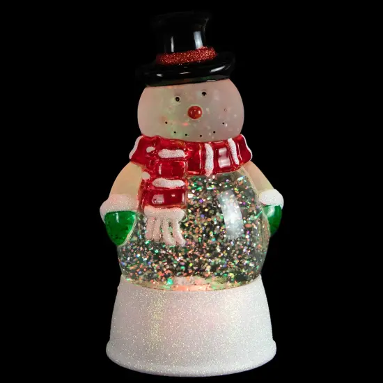 Northlight 7" LED Lighted Color Changing Snowman Christmas Glittering Snow Dome White {4}