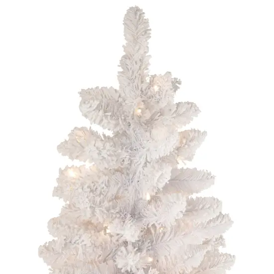 Northlight 6.5' Pre-Lit Medium Flocked Norway Pine Artificial Christmas Tree, Warm White LED Lights {6}