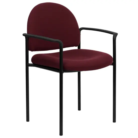 Emma and Oliver Comfort Stackable Steel Side Reception Chair with Arms Burgundy Fabric {1}