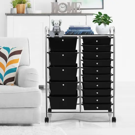 Costway 15 Drawer Rolling Organizer Cart Utility Storage Tools Scrapbook Paper Multi-Use {3}