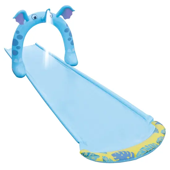 Pool Central 16' Inflatable Elephant Arch Sprayer Slide Outdoor Kids Water Toy Blue {1}